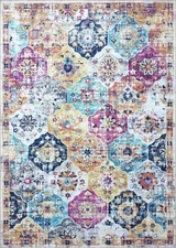 Mandala Area Rug - Machine Washable, Stain Resistant Colorful Design