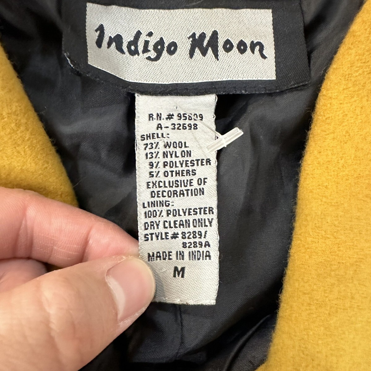 Vintage Indigo Moon Jacket Size M Wool Yellow Brown western Animal