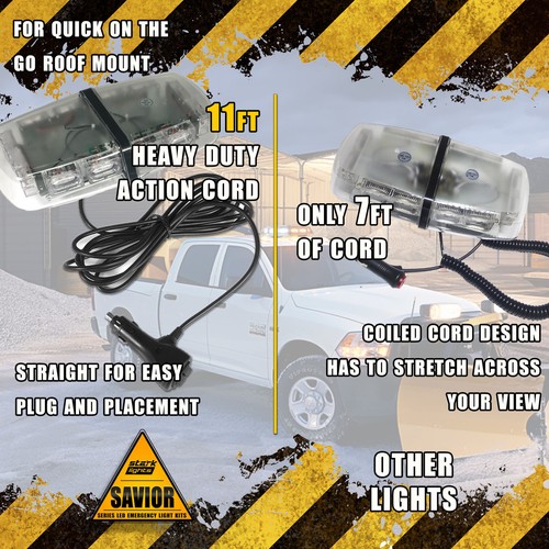 36 LED Barra de Luz Superior Peligro Magnético Techo Flash Estroboscópico - Blanco/Ámbar - Imagen 3 de 6