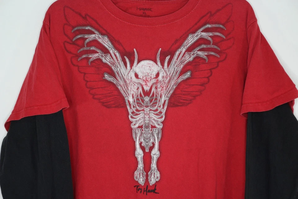 Винтажная футболка Hawk Boys XL Y2K Tony Hawk Skater коньки двойной рукав C1126 - Изображение 2 из 4