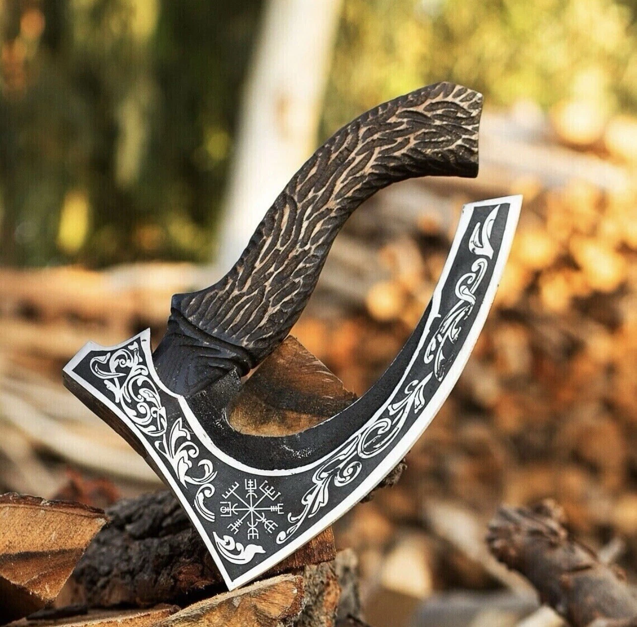 Handmade Pizza Cutter Hand Carving Handle Long Pizza Cutter Axe Gift