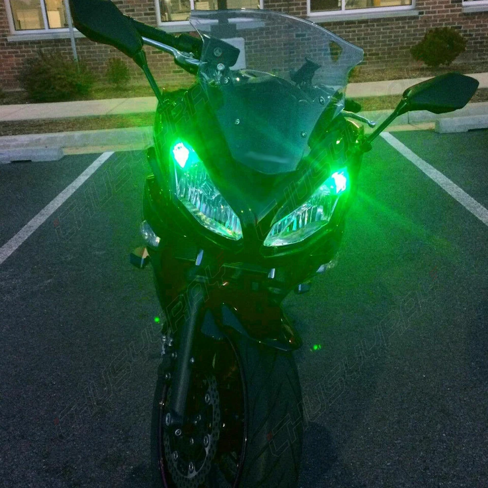 Luz verde LED de estacionamiento para motocicleta Kawasaki Ninja 250R 2008-2012 Foto 3 de 4