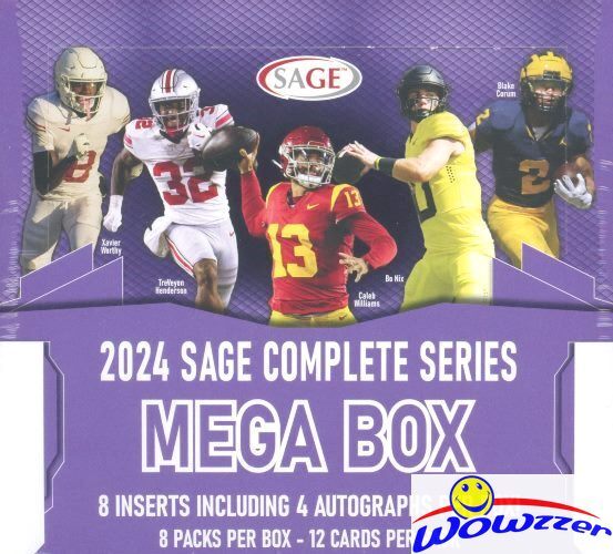 2024 Sage Football HUGE EXCLUSIVE Factory Sealed MEGA Box-4 AUTOS+92 ROOKIES!