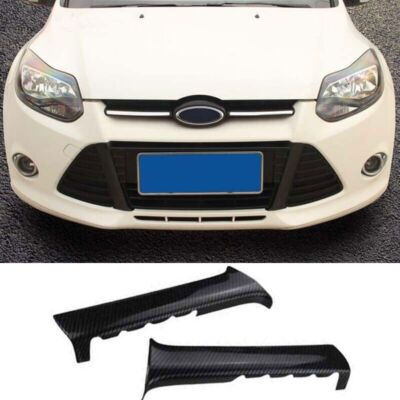 For Ford Focus Carbon Fiber Front Center Mesh Grille Grill Strip 2PCS 2012-2014