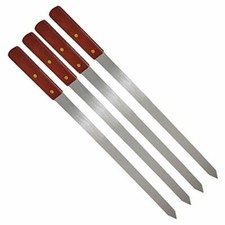 4 x Barbecue Skewers Flat Kebab Shish BBQ Heavy Duty Strong Grill 60cm Long UK