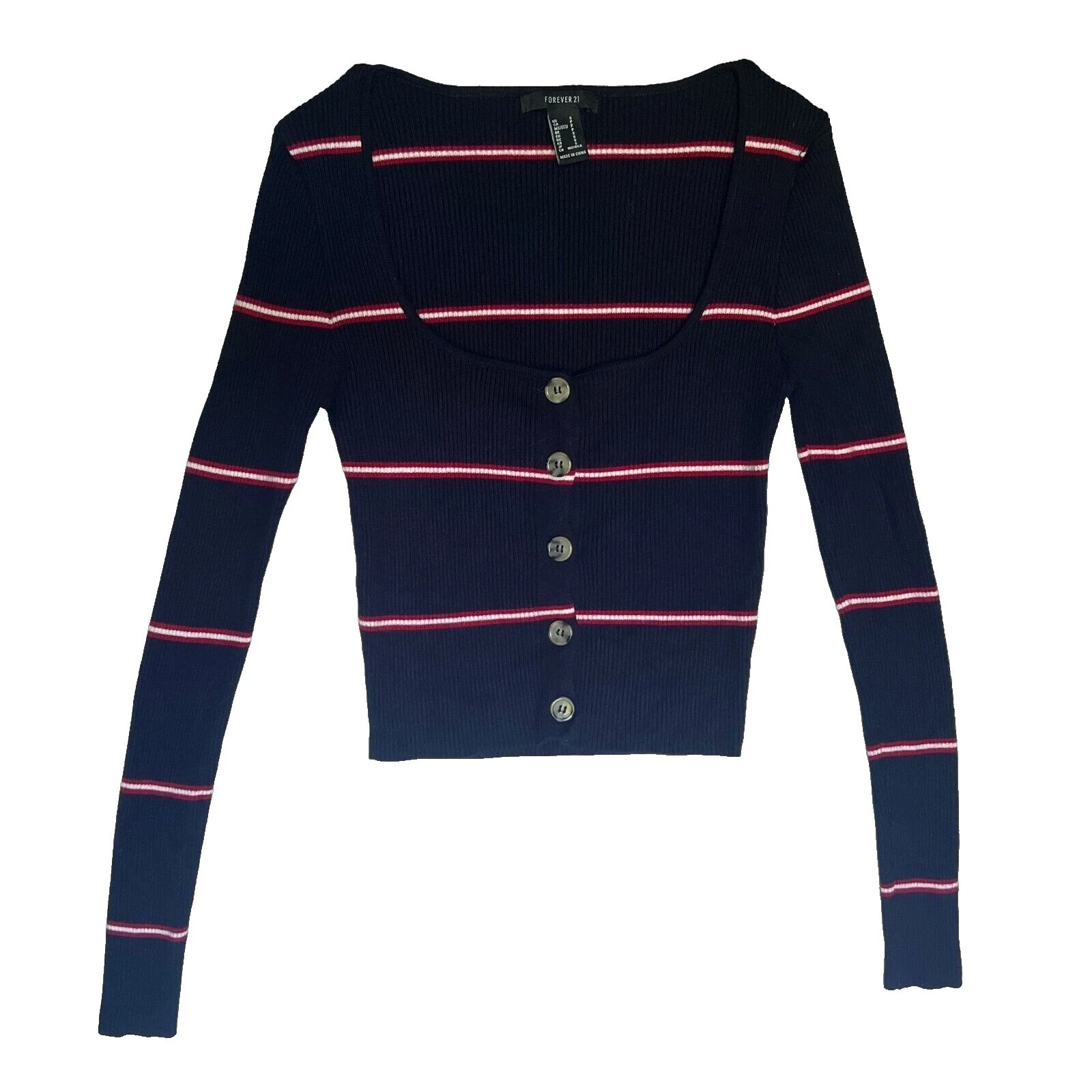 FOREVER 21 Women's Juniors Cardigan Striped Sweaters for Women