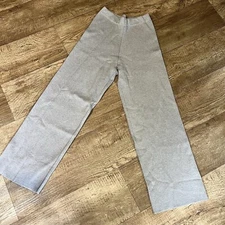 Zara Women Ponte Knit Wide Leg Pant Size M High Waisted Heather Beige Minimalist