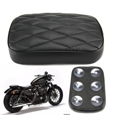 Black Rear Pillion Passenger Pad With Suction Cups – Fits Harley Bobber & Chopper