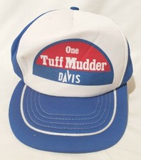 Vintage One Tuff Mudder Davis USA Hat Snapback Trucker Cap Patch Blue 80s 90s