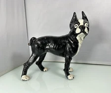 Antique Vintage Cast Iron Boston Terrier French Bulldog Dog Sculpture Door Stop