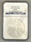 2007 American Silver Eagle NGC MS69 Early Releases #DP1
