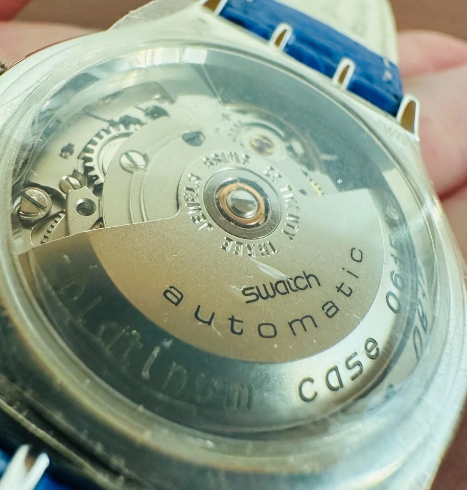 Swatch Tresor Magique SAZ 101 Automatic Platinum 1993 Blue Mens Watch - Image 4 of 4