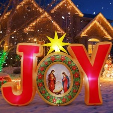 5.3FT Christmas Inflatables Outdoor Decorations Nativity Scene Joy,Blow Up