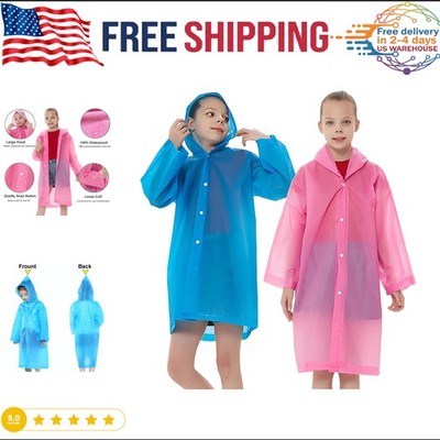 Rain Ponchos Coats for Kids, 2 Pcs Girls Raincoats Jacket with Hood Sleeves