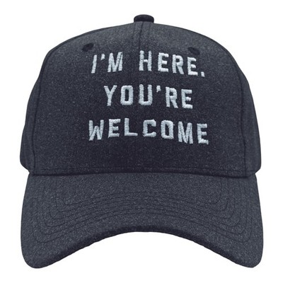 Im Here Youre Welcome Hat Funny Ego Humor One Size, Heather Black -