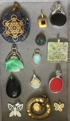 Assorted Mixed Pendant Lot Wearable Vintage Modern Costume Jewelry