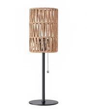 EDISHINE Table Lamp with W-Knit Lampshade, Pull Chain Switch, Stable Metal Base