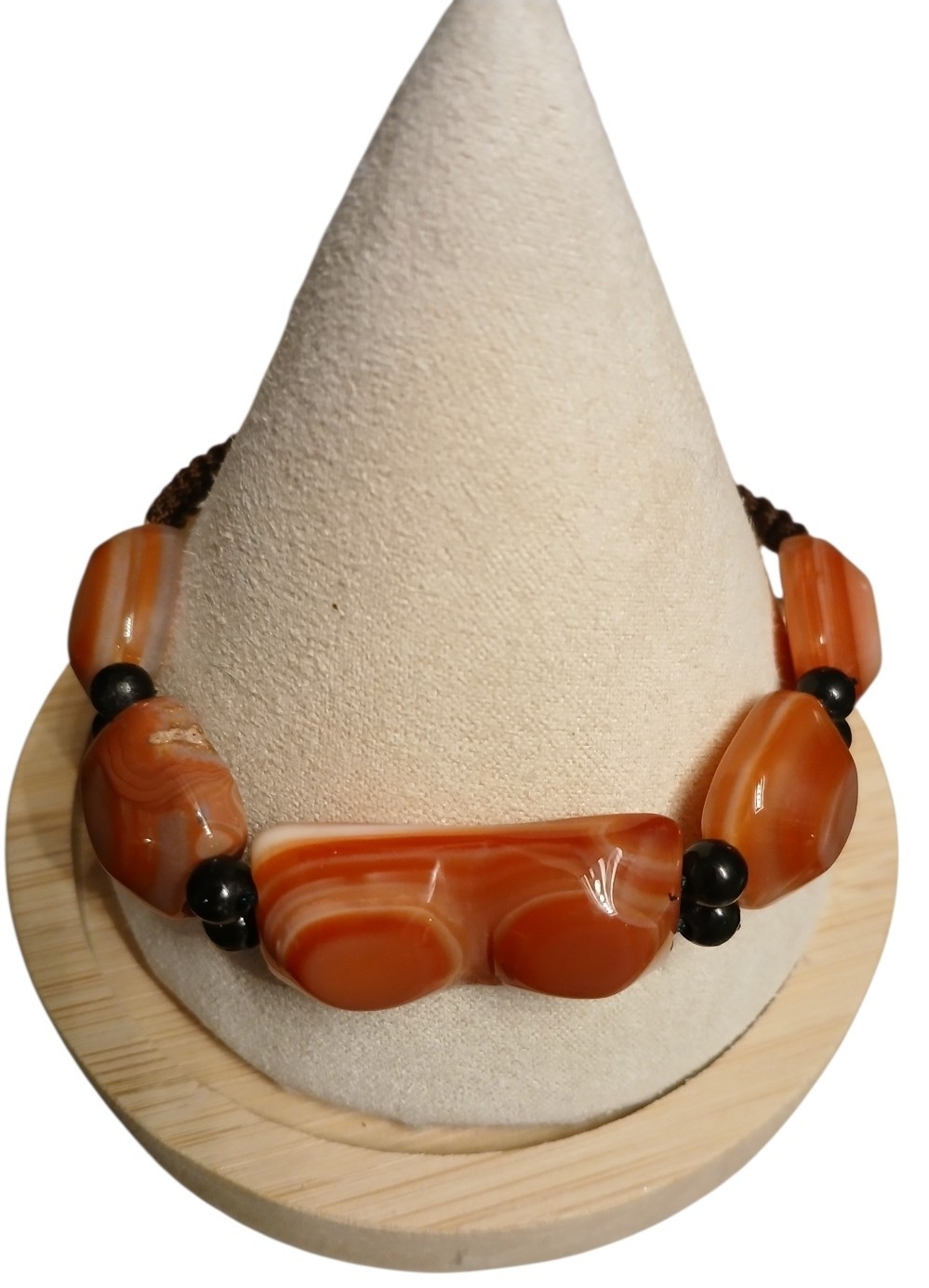 Adjustable beaded bracelet featuring natural, ban… - image 1