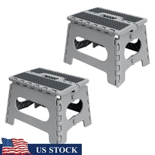 2 Pack Folding Step Stool Anti-Skid Lightweight Portable Plastic Storage Stool