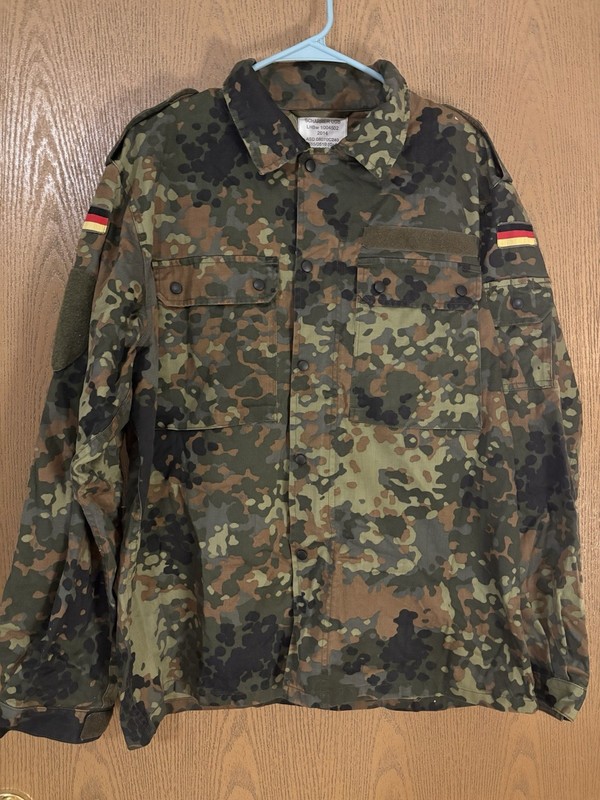 German Flecktarn Camo Field Shirt/Jacket w/ Flag Patches Scharrer 