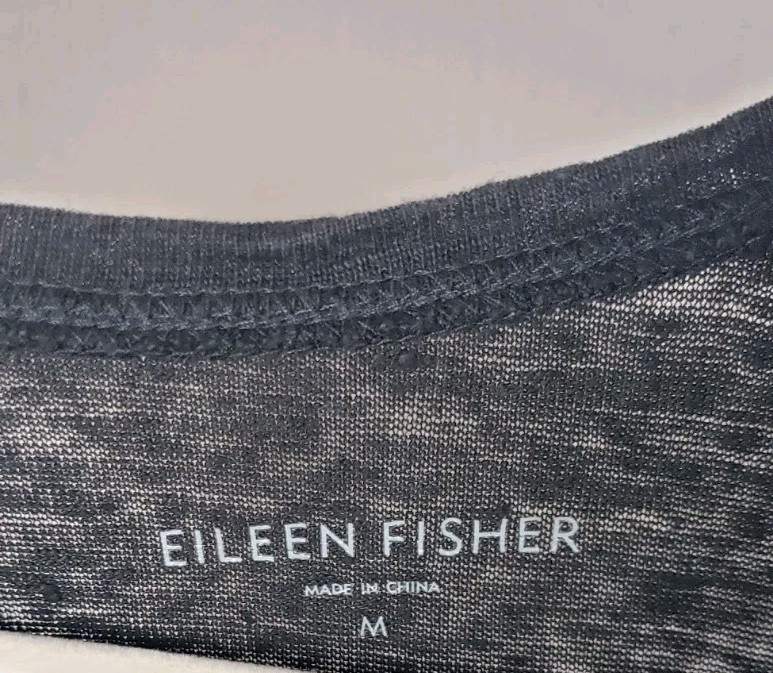 Eileen Fisher Tank Top M Black 100% Linen Casual Flowy Tunic Pockets Lagenlook