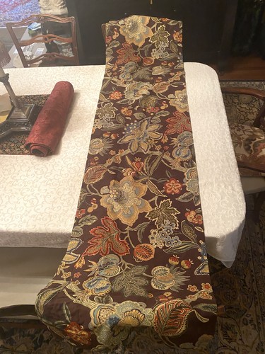 Lot of 7 Brown Rose Tree w/ Floral Curtain Valance w/ Lining 79" long x19 " tall