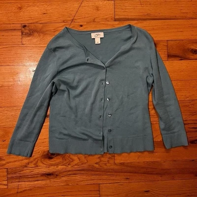 Vintage Baby Blue LOFT Ann Taylor Button Up Cardigan Sweater Size XS 1990s - Image 1 of 4