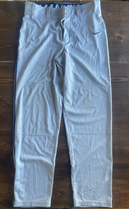 Nike Dri-FIT Baseball Pants Mens M Gray w/ Navy Piping Swingman & Belt