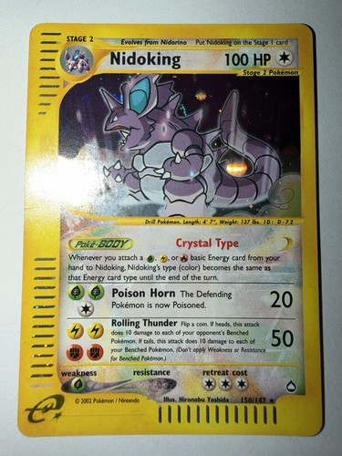 Pokemon TCG Nidoking 150/147 Aquapolis Secret Rare Crystal Type Holo English