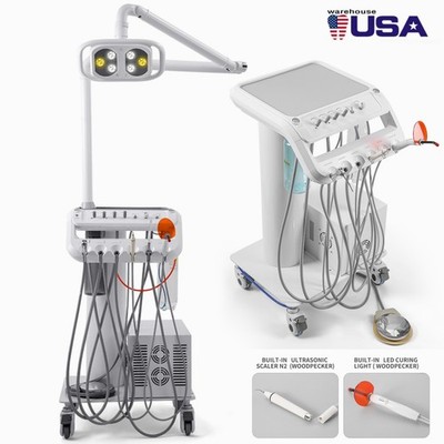 Dental Portable Delivery Unit System Air Compressor Cart /w+ Surgical Lamp Light