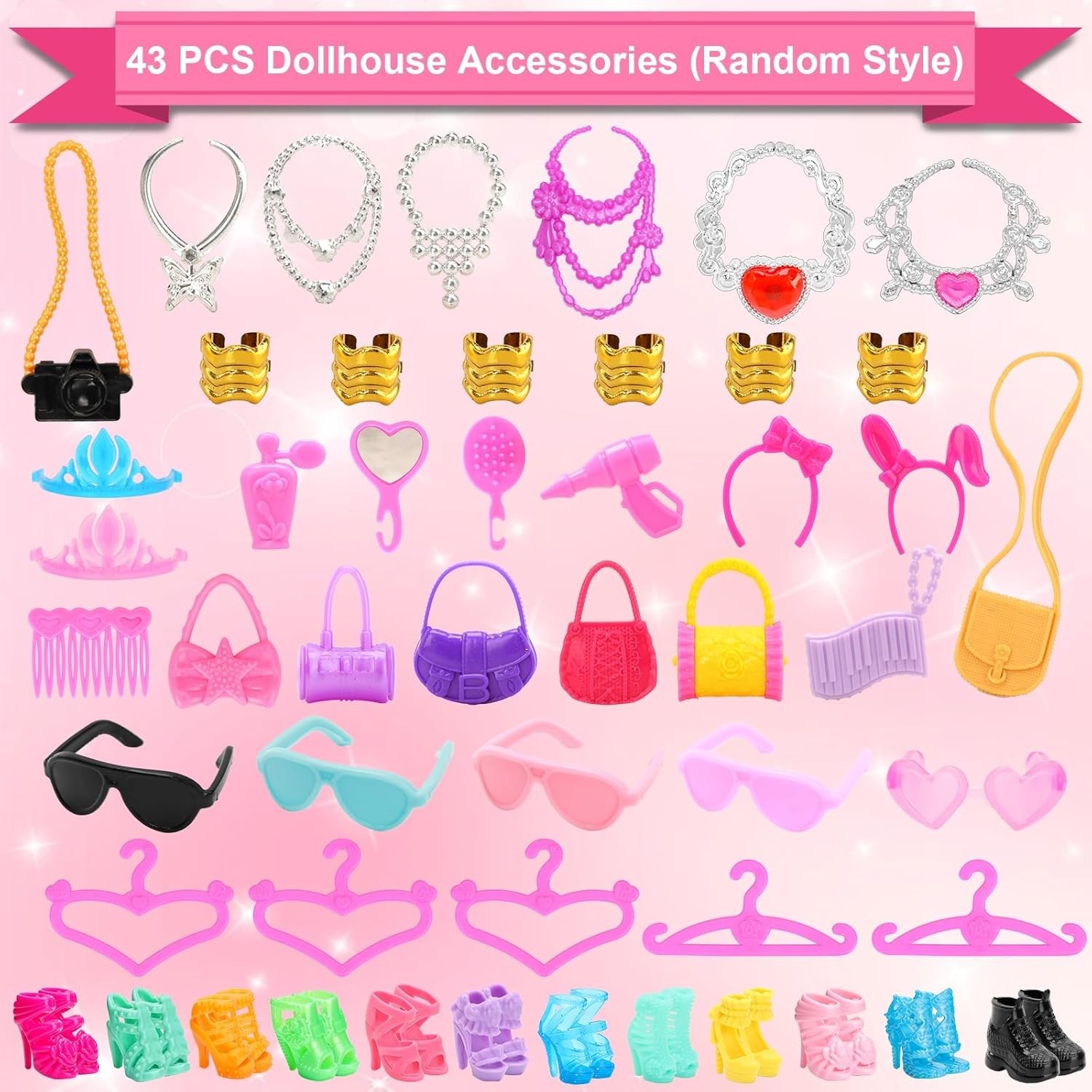 53 PCS Barbie Clothes Doll Fashion Wear Clothing Outfits Dress up Gown Shoes Lot