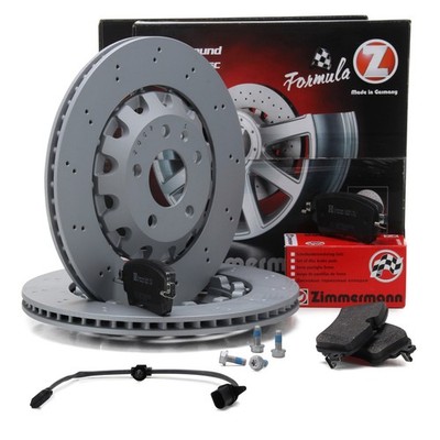 Zimmermann FORMULA Z Bremsscheiben + Beläge + Wako für AUDI RS4 B9 RS5 F5 hinten