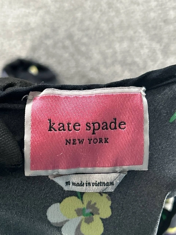 Vestido Kate Spade Mujer Mediano Negro Púrpura Amarillo Floral Blusa Foto 3 de 4