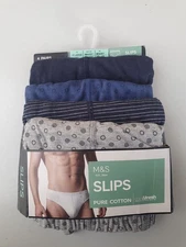 Slips 4 Pack Cool & Fresh Pure Cotton Size EXTRA LARGE By Marks & Spencer BNWT