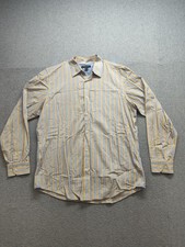 Banana Republic Men Dress Shirt L Yellow Stripe Classic Fit Long Sleeve Formal