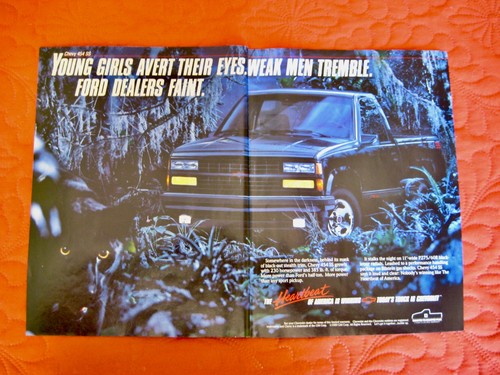1990 CHEVROLET 454 SS PICK-UP TRUCK - ORIGINAL PRINT CAR AD - EXCELLENT COND