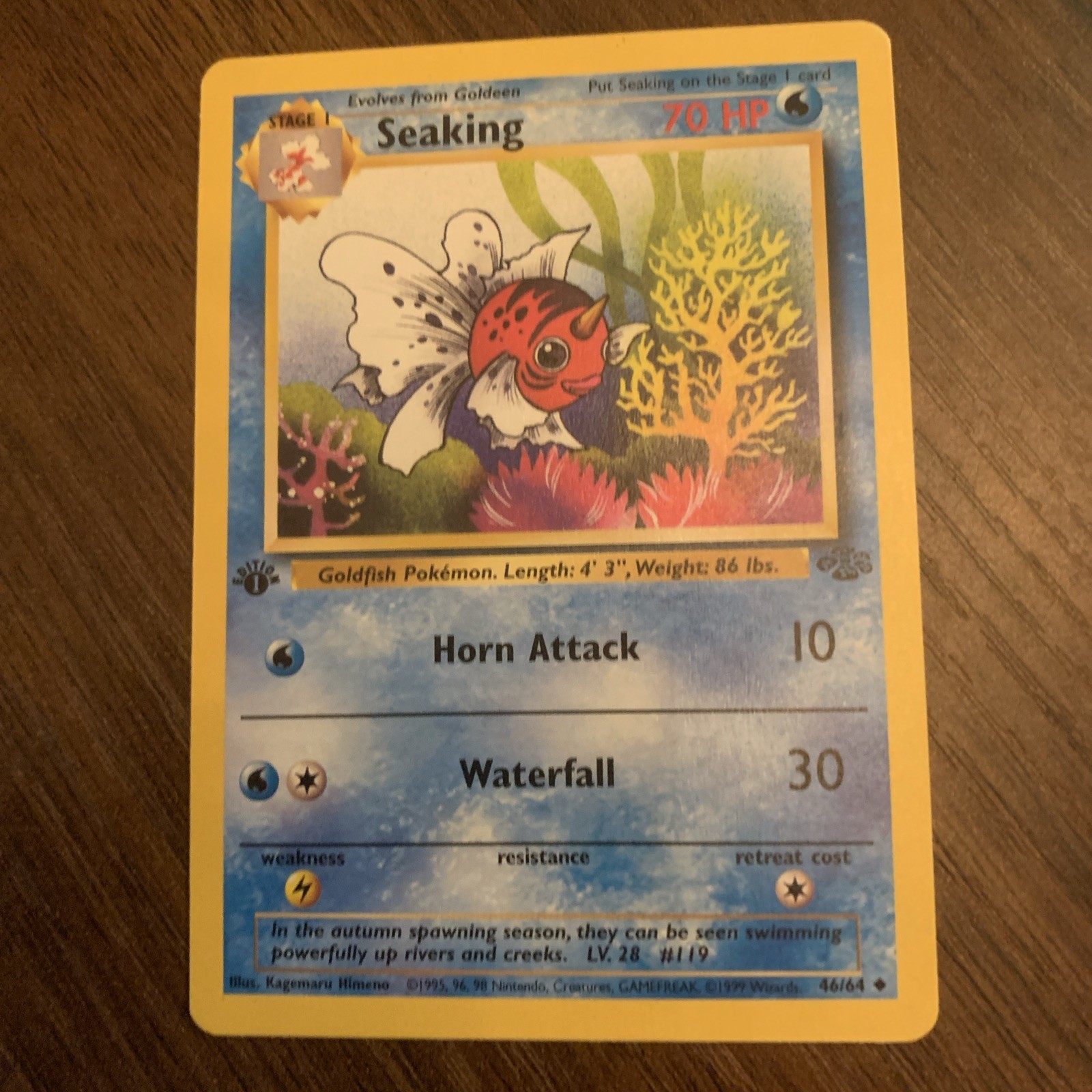 Pokémon TCG Seaking Jungle Card 46/64 Regular 1st Edition Near Mint