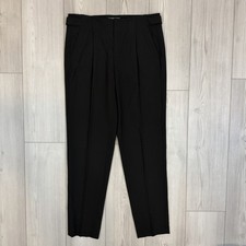 Vince Women  s 6 Black Pleated Wool Full Length Pants Adjustable Belt Sides