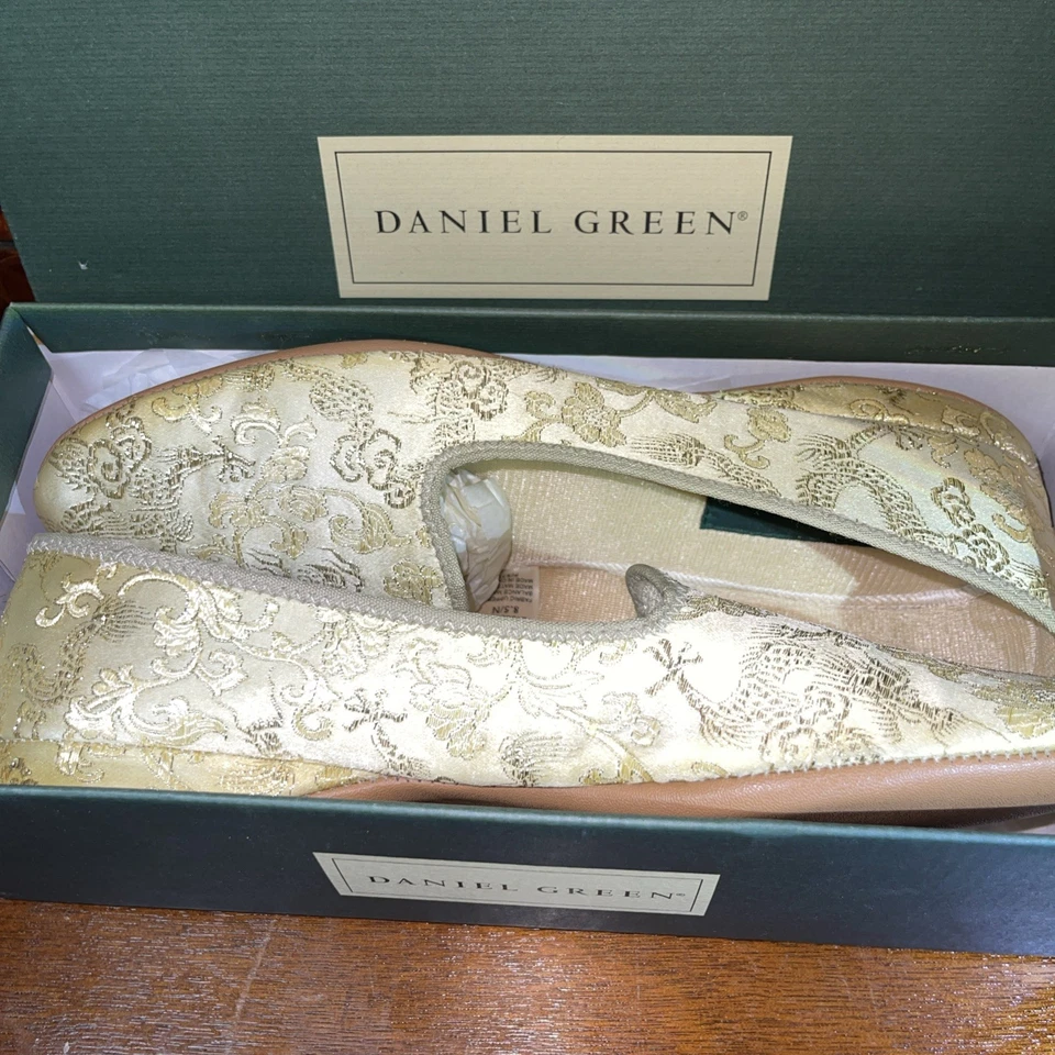 De colección NUEVAS Zapatillas Daniel Brocado Verde Dorado Caja Original 8.5 Doradas Foto 3 de 4