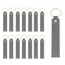 20Pcs PU Leather Laser Engraving Keychain Blanks Dark Gray 5.3" x 0.8"