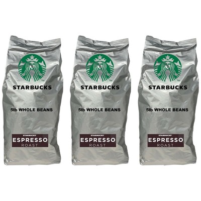 Starbucks Espresso Roast Whole Bean Commercial Coffee Bag, 15LB (Pack of 3)