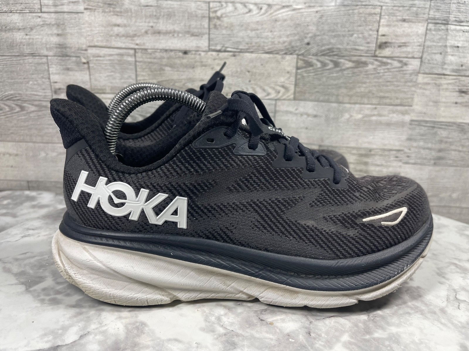 Hoka One One Clifton 10 Sneakers Women 9D Wide Running Shoes Black Trainers thumbnail 3
