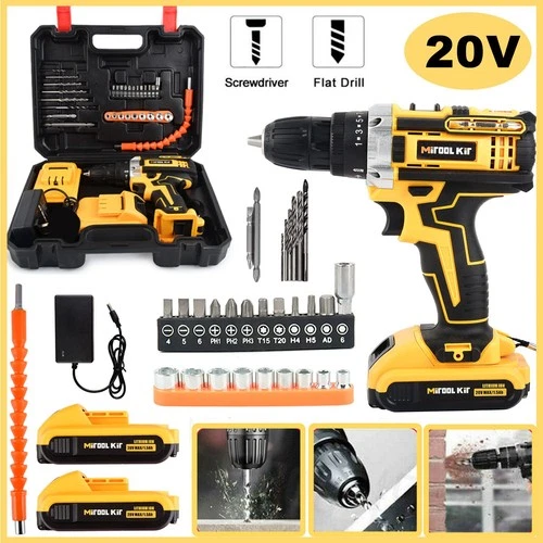20V Cordless Drill Screwdriver For Home PowerDriver Electric With 2 Battery