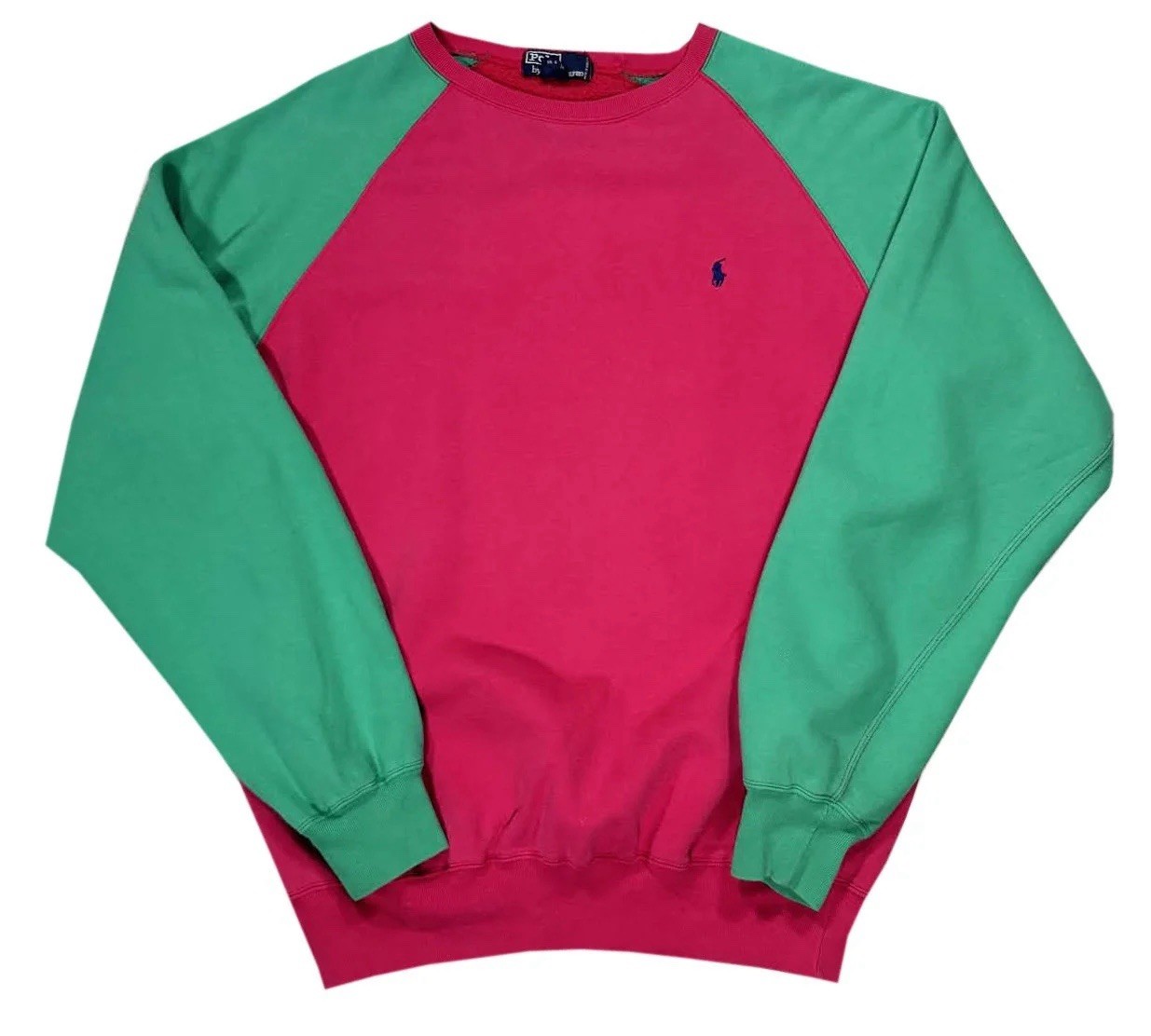 Vintage Polo Ralph Lauren Green / Pink Sweatshirt (Size XL)