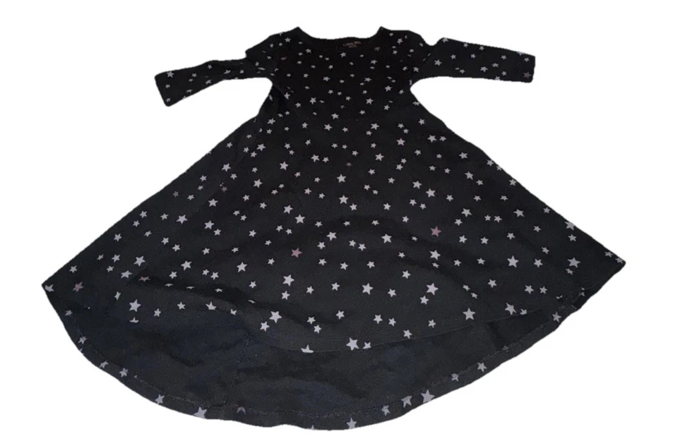 Vestido de meia manga Cherokee feminino médio 7-8 preto e prata estampa de estrela - Imagem 4 de 4