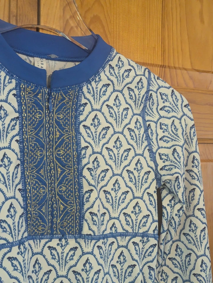 Camisa de natación Cabana Life Girls protección contra erupciones talla 10 azul bordada manga larga Foto 4 de 4