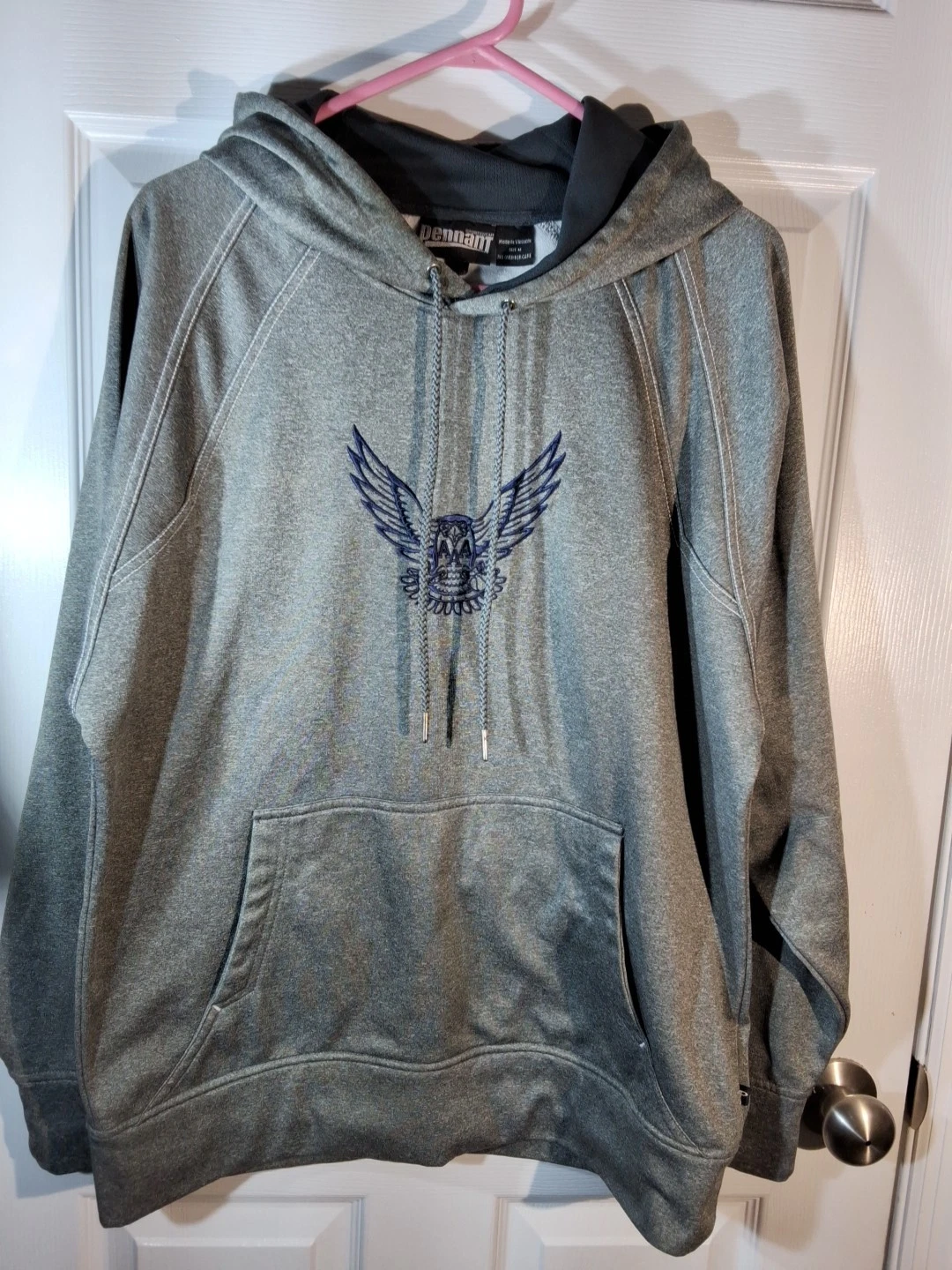 Pennant Sportswear Hoodie Gray Mens M Graphic Owl With Basketball Retro