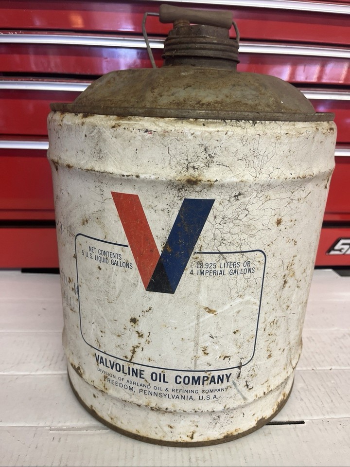VINTAGE VALVOLINE 5 GALLON MOTOR OIL CAN METAL HANDLE | eBay