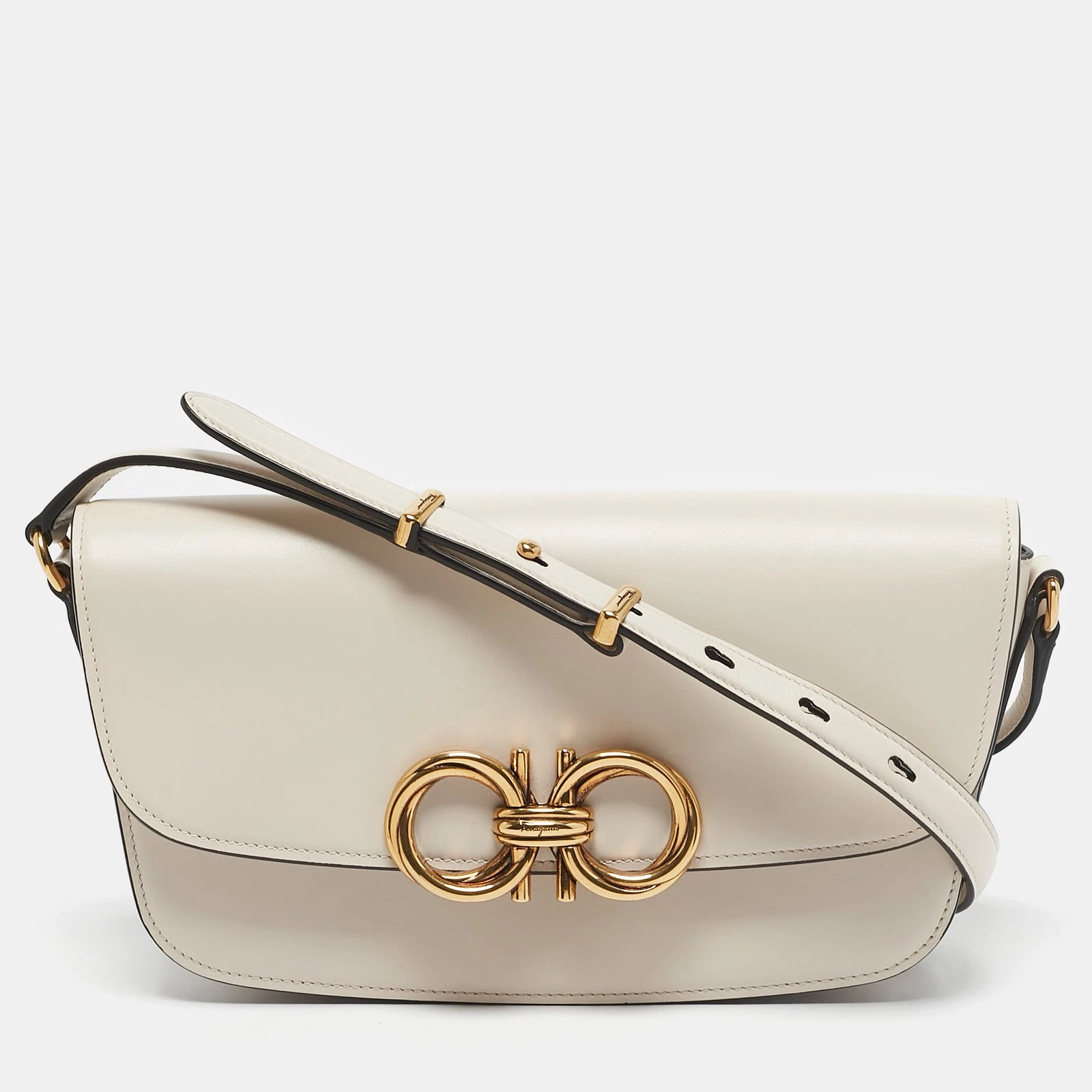 Borsa a tracolla Salvatore Ferragamo Trapezio in pelle avorio