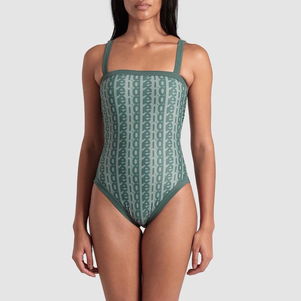 Badeanzug Khaki Mit Monogramm Von Arena, OVP Gr L